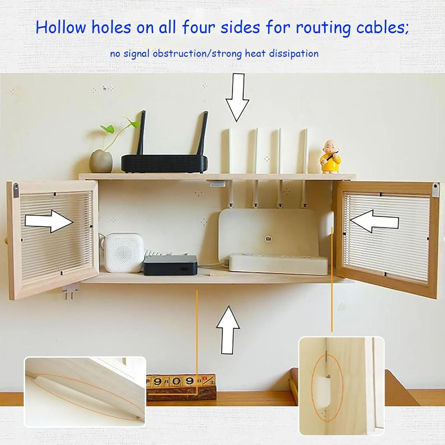 باکس ذخیره سازی روتر وای فای بی سیم HOLGVE، قفسه روتر چوبی دیواری، باکس مخفی روتر وای فای، پوشش رک مودم، کابینت روتر برای دفتر و خانه (سفید، 50x20 سانتی متر) باکس ذخیره سازی روتر وای فای بی سیم HOLGVE، قفسه روتر چوبی دیواری، باکس مخفی روتر وای فای، پوشش رک مودم، کابینت روتر برای دفتر و خانه (سفید، 50x20 سانتی متر)