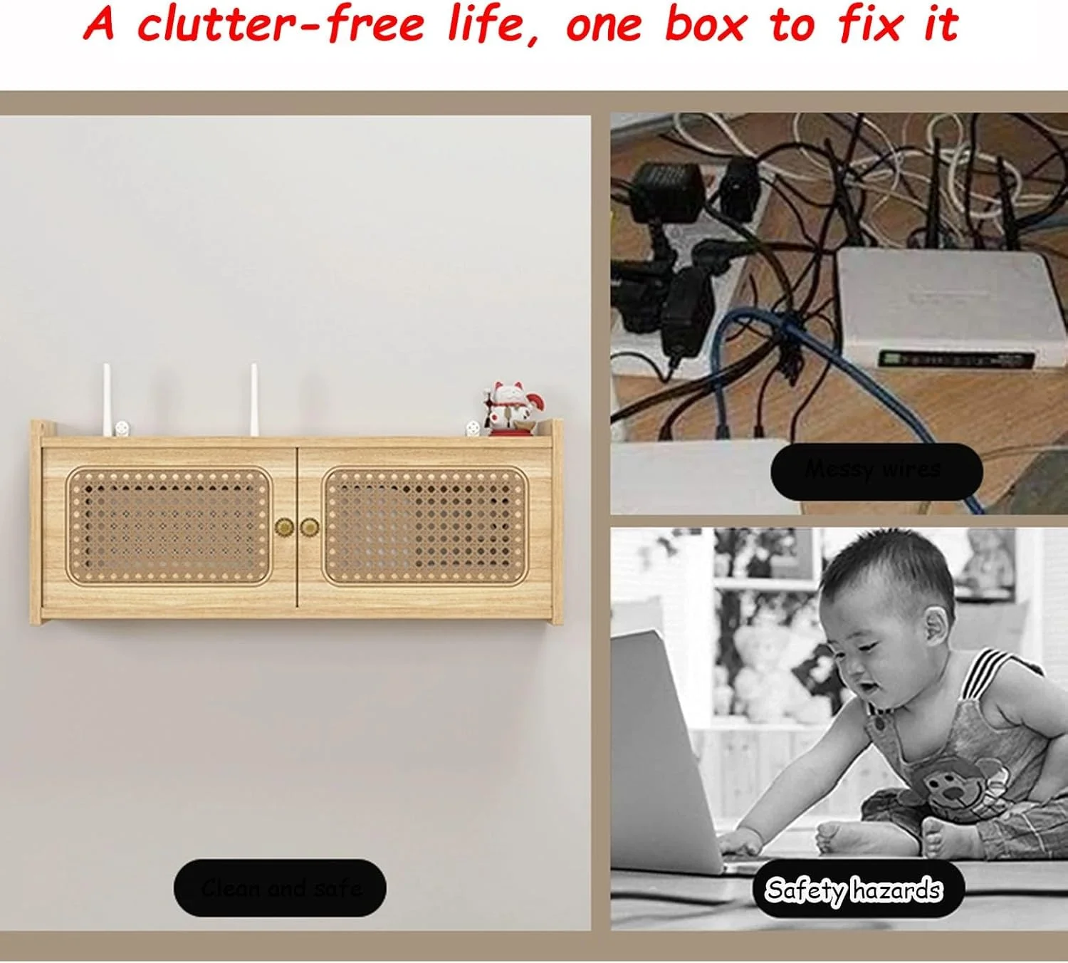 باکس ذخیره سازی روتر وای فای حصیری HOLGVE، قفسه روتر چوبی دیواری، مخفی کننده باکس وای فای، قفسه مودم سرگرمی، برای دفتر و خانه (طبیعی، 23.62x4.3 اینچ) باکس ذخیره سازی روتر وای فای حصیری HOLGVE، قفسه روتر چوبی دیواری، مخفی کننده باکس وای فای، قفسه مودم سرگرمی، برای دفتر و خانه (طبیعی، 23.62x4.3 اینچ)