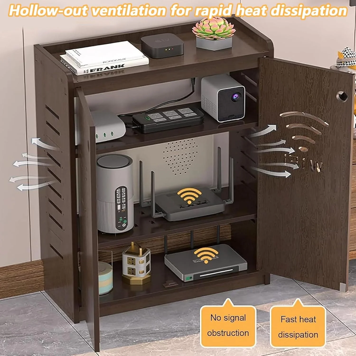 کابینت روتر وای فای، جعبه ایستاده مودم، سازمان دهنده تجهیزات روتر PVC مخفی برای خانه و دفتر (قهوه ای، ارتفاع 80 سانتی متر) کابینت روتر وای فای، جعبه ایستاده مودم، سازمان دهنده تجهیزات روتر PVC مخفی برای خانه و دفتر (قهوه ای، ارتفاع 80 سانتی متر)