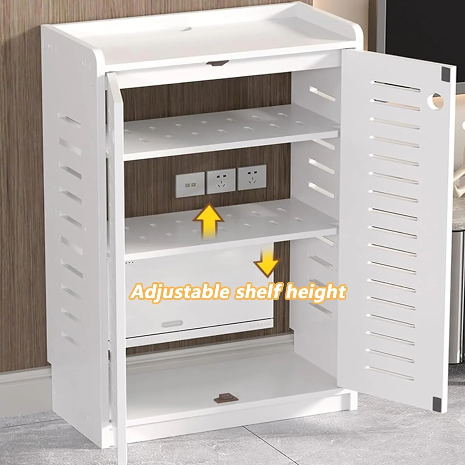 کابینت روتر وای فای، جعبه ایستاده مودم، سازمان دهنده تجهیزات روتر PVC مخفی برای خانه و دفتر (قهوه ای، ارتفاع 80 سانتی متر) کابینت روتر وای فای، جعبه ایستاده مودم، سازمان دهنده تجهیزات روتر PVC مخفی برای خانه و دفتر (قهوه ای، ارتفاع 80 سانتی متر)