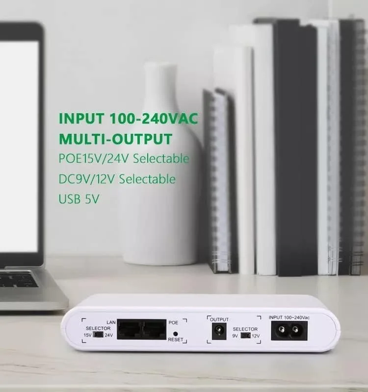 منبع تغذیه پشتیبان باتری مینی DC UPS با ظرفیت 10000mAh برای وای فای، مودم روتر، دوربین مداربسته، با توان خروجی 17 وات، خروجی USB 5V 1A DC 9V/12V/1A POE 15V/24V 0.6A - سفید منبع تغذیه پشتیبان باتری مینی DC UPS با ظرفیت 10000mAh برای وای فای، مودم روتر، دوربین مداربسته، با توان خروجی 17 وات، خروجی USB 5V 1A DC 9V/12V/1A POE 15V/24V 0.6A - سفید