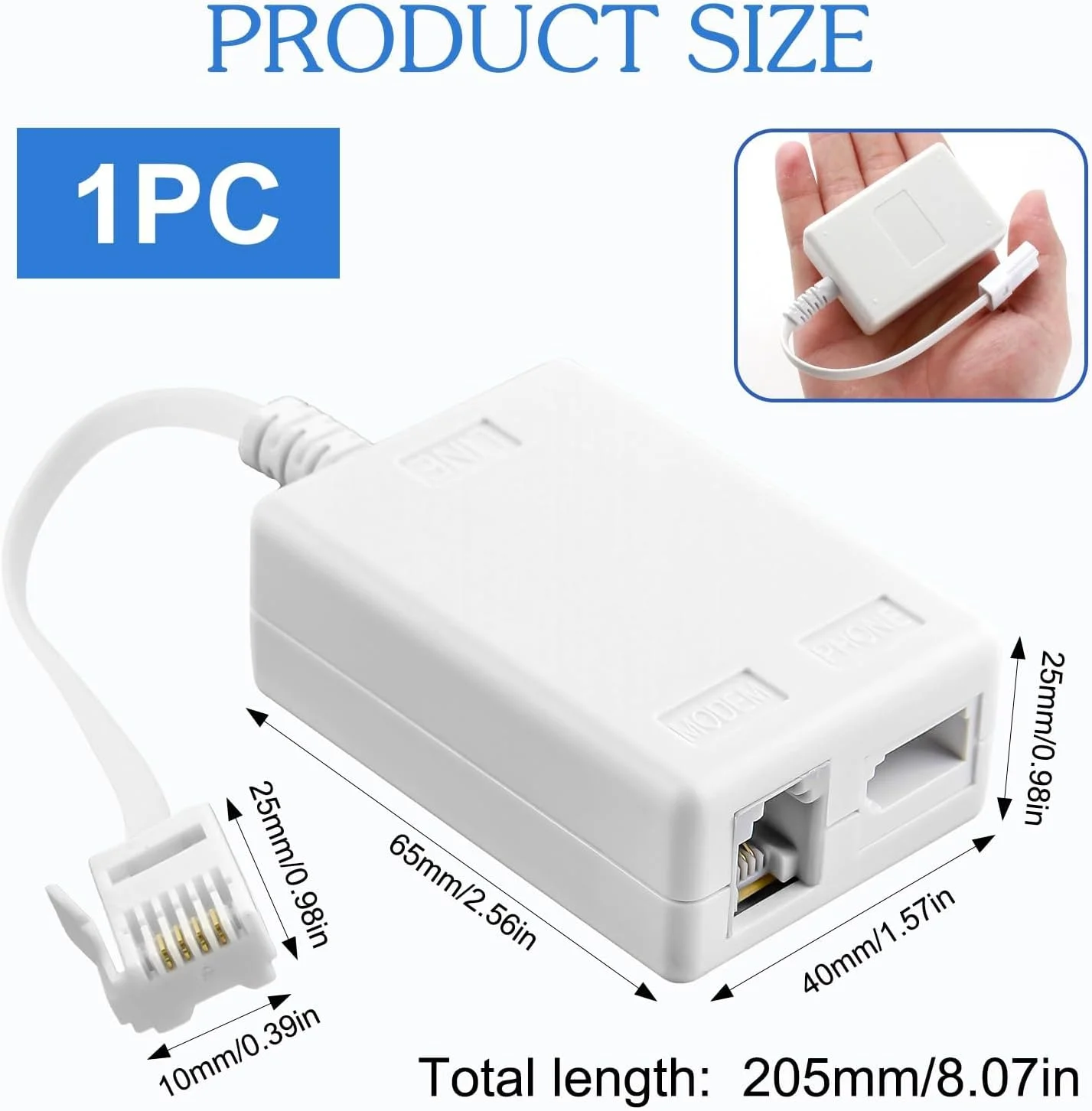 اسپلیتر میکروفیلتر اینترنت پهن باند ADSL RJ11، سوکت BT، پشتیبانی از مودم روتر تلفن ثابت، سوکت ADSL برای مودم های پهن باند برای اتصال وای فای، تلفن ثابت، مودم، روتر برای Sky BT اسپلیتر میکروفیلتر اینترنت پهن باند ADSL RJ11، سوکت BT، پشتیبانی از مودم روتر تلفن ثابت، سوکت ADSL برای مودم های پهن باند برای اتصال وای فای، تلفن ثابت، مودم، روتر برای Sky BT