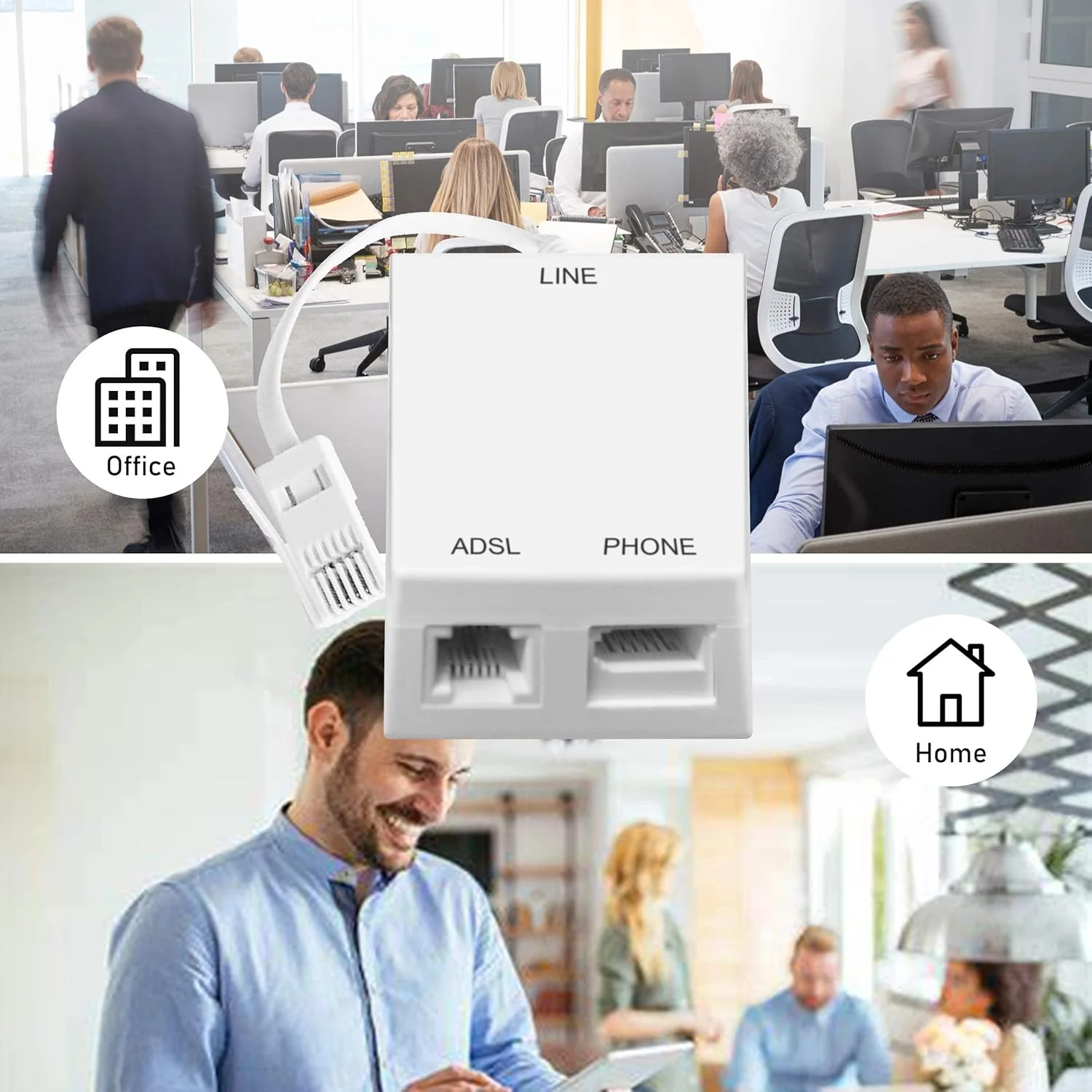 آداپتور میکروفیلتر و اسپلیتر ADSL Dynamode برای پهنای باند، مودم، روتر، DECT، PABX، سیستم های تلفن، خانه و محل کار، نصب آسان آداپتور میکروفیلتر و اسپلیتر ADSL Dynamode برای پهنای باند، مودم، روتر، DECT، PABX، سیستم های تلفن، خانه و محل کار، نصب آسان