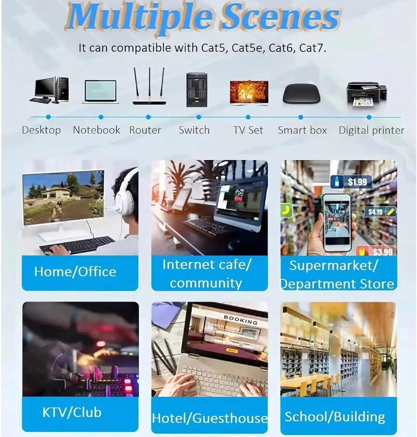 کابل اسپلیتر اترنت FDTY، آداپتور شبکه RJ45 1 به 2، سازگار با کابل های LAN Cat5/Cat5e/Cat6/Cat7، سازگار با روترها/تلویزیون ها/ستاپ باکس، 1 عدد کابل اسپلیتر اترنت FDTY، آداپتور شبکه RJ45 1 به 2، سازگار با کابل های LAN Cat5/Cat5e/Cat6/Cat7، سازگار با روترها/تلویزیون ها/ستاپ باکس، 1 عدد