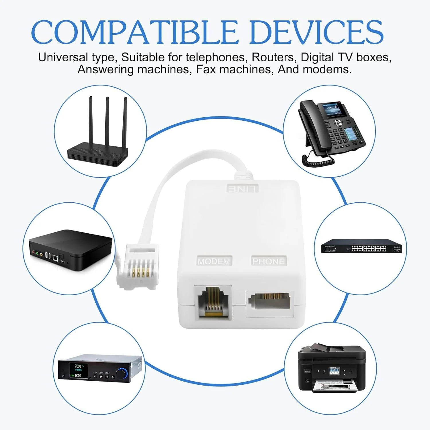 اسپلیتر میکروفیلتر اینترنت پهن باند ADSL RJ11، سوکت BT، پشتیبانی از مودم روتر تلفن ثابت، سوکت ADSL برای مودم های پهن باند برای اتصال وای فای، تلفن ثابت، مودم، روتر برای Sky BT اسپلیتر میکروفیلتر اینترنت پهن باند ADSL RJ11، سوکت BT، پشتیبانی از مودم روتر تلفن ثابت، سوکت ADSL برای مودم های پهن باند برای اتصال وای فای، تلفن ثابت، مودم، روتر برای Sky BT