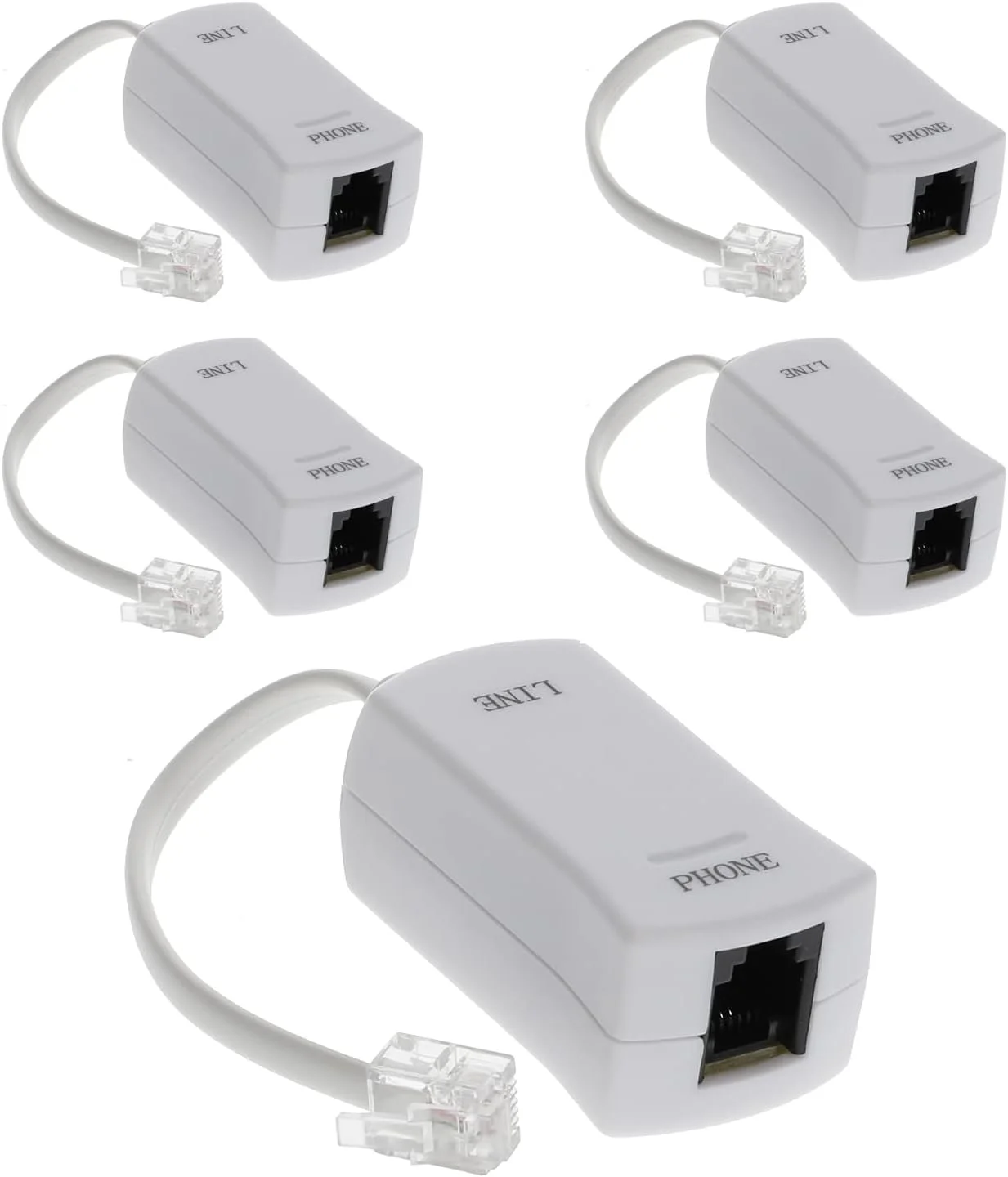 فیلتر تلفن مودم DSL اینستالرپارتز - برای حذف تداخل و مسدود کننده نویز استاتیک | برای تلفن های بی سیم تلفن ثابت دستگاه فکس منشی تلفنی | بسته 5 عددی سفید