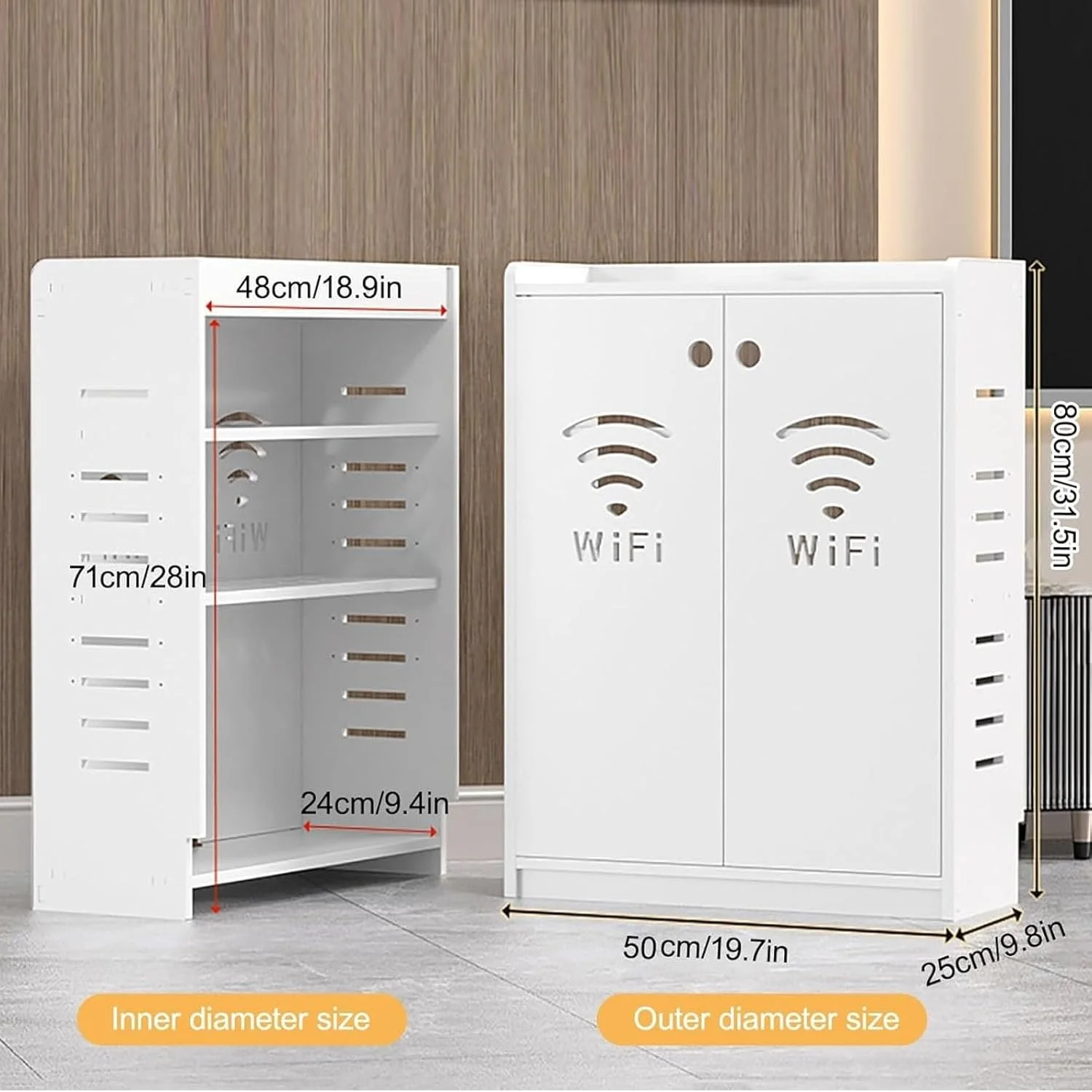 کابینت جعبه ذخیره روتر وای فای HOLGVE، کابینت روتر با طراحی قفل درب، جعبه ذخیره تزئینی روتر ایستاده، پوشش مودم روتر (قهوه ای، 80 سانتی متر) کابینت جعبه ذخیره روتر وای فای HOLGVE، کابینت روتر با طراحی قفل درب، جعبه ذخیره تزئینی روتر ایستاده، پوشش مودم روتر (قهوه ای، 80 سانتی متر)