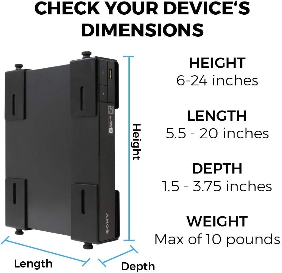 پایه دیواری قابل تنظیم برای دستگاه‌ها، براکت جعبه کابل و مودم، آداپتور دیواری قابل تنظیم برای دستگاه‌های کوچک و پهن یا باریک مانند جعبه کابل، مودم، پخش‌کننده‌های DVD روی دیوار پشت تلویزیون
