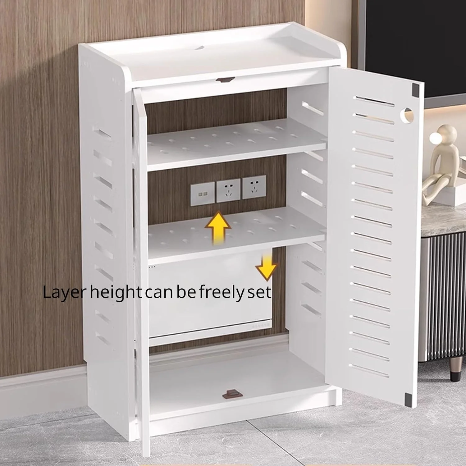 کابینت جعبه ذخیره سازی روتر وای فای، کابینت روتر با طراحی قفل درب، جعبه ذخیره سازی تزئینی روتر ایستاده، پوشش مودم روتر (قهوه ای، 80 سانتی متر) کابینت جعبه ذخیره سازی روتر وای فای، کابینت روتر با طراحی قفل درب، جعبه ذخیره سازی تزئینی روتر ایستاده، پوشش مودم روتر (قهوه ای، 80 سانتی متر)