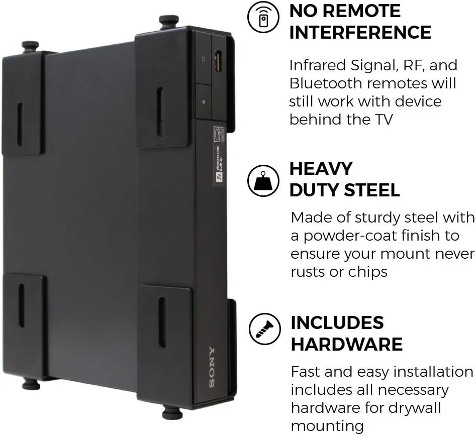 پایه دیواری قابل تنظیم برای دستگاه‌ها، براکت جعبه کابل و مودم، آداپتور دیواری قابل تنظیم برای دستگاه‌های کوچک و پهن یا باریک مانند جعبه کابل، مودم، پخش‌کننده‌های DVD روی دیوار پشت تلویزیون