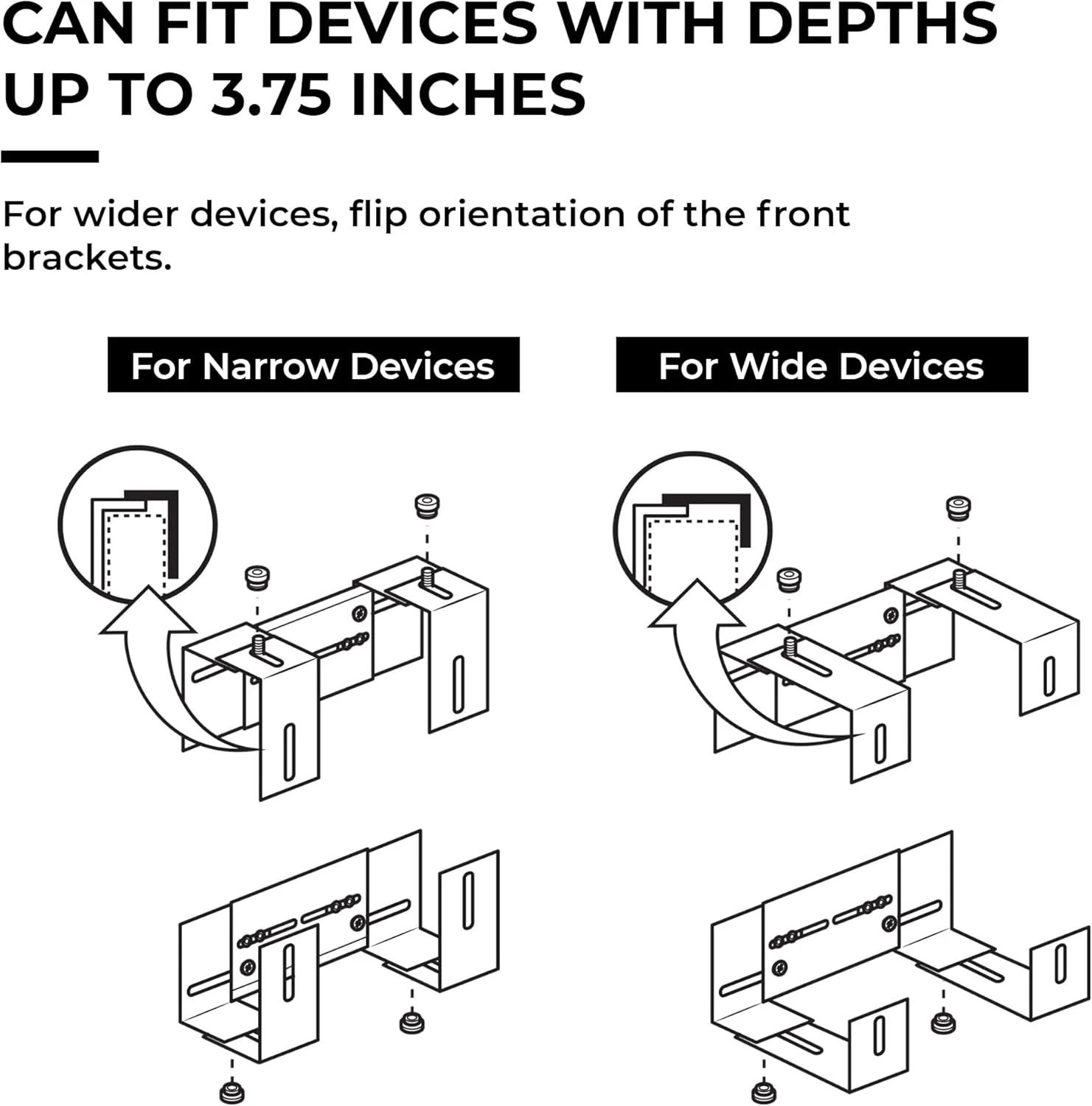 پایه دیواری قابل تنظیم برای دستگاه‌ها، براکت جعبه کابل و مودم، آداپتور دیواری قابل تنظیم برای دستگاه‌های کوچک و پهن یا باریک مانند جعبه کابل، مودم، پخش‌کننده‌های DVD روی دیوار پشت تلویزیون