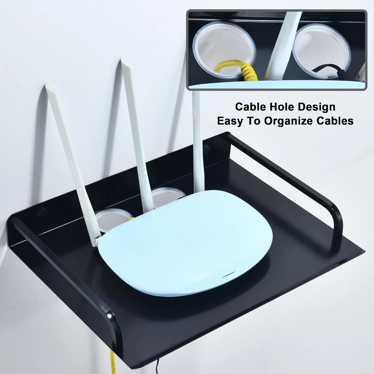 ست 2 عددی شلف دیواری پروژکتور HNVNER، قفسه فلزی روتر، براکت جهانی تجهیزات AV، شلف شناور مشکی برای جعبه های رسانه ای/کنسول بازی/پخش کننده های DVD/مودم (2 عدد) ست 2 عددی شلف دیواری پروژکتور HNVNER، قفسه فلزی روتر، براکت جهانی تجهیزات AV، شلف شناور مشکی برای جعبه های رسانه ای/کنسول بازی/پخش کننده های DVD/مودم (2 عدد)