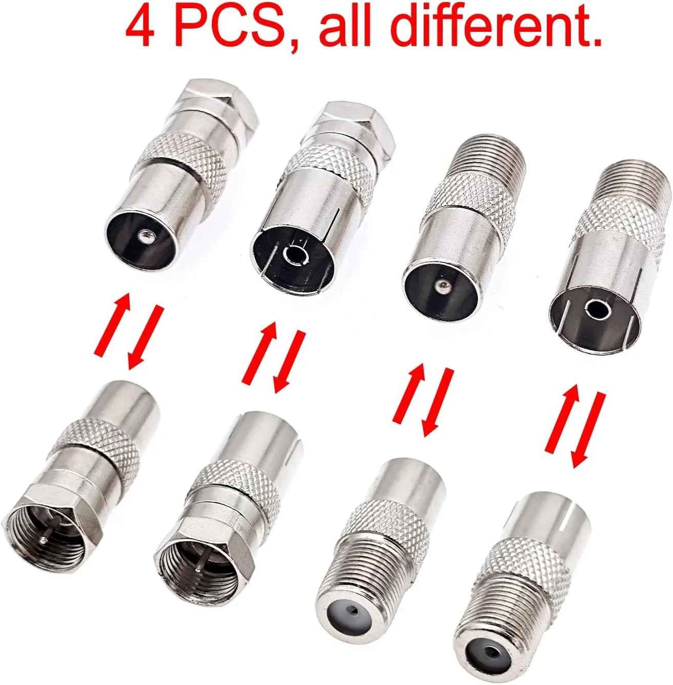 JZK 4 عدد آداپتور هوایی، کیت آداپتور کواکسیال نر/ماده نوع F به نر/ماده PAL TV برای گیرنده ماهواره، آنتن، کابل هوایی، روتر، مودم، تجهیزات صوتی/تصویری JZK 4 عدد آداپتور هوایی، کیت آداپتور کواکسیال نر/ماده نوع F به نر/ماده PAL TV برای گیرنده ماهواره، آنتن، کابل هوایی، روتر، مودم، تجهیزات صوتی/تصویری