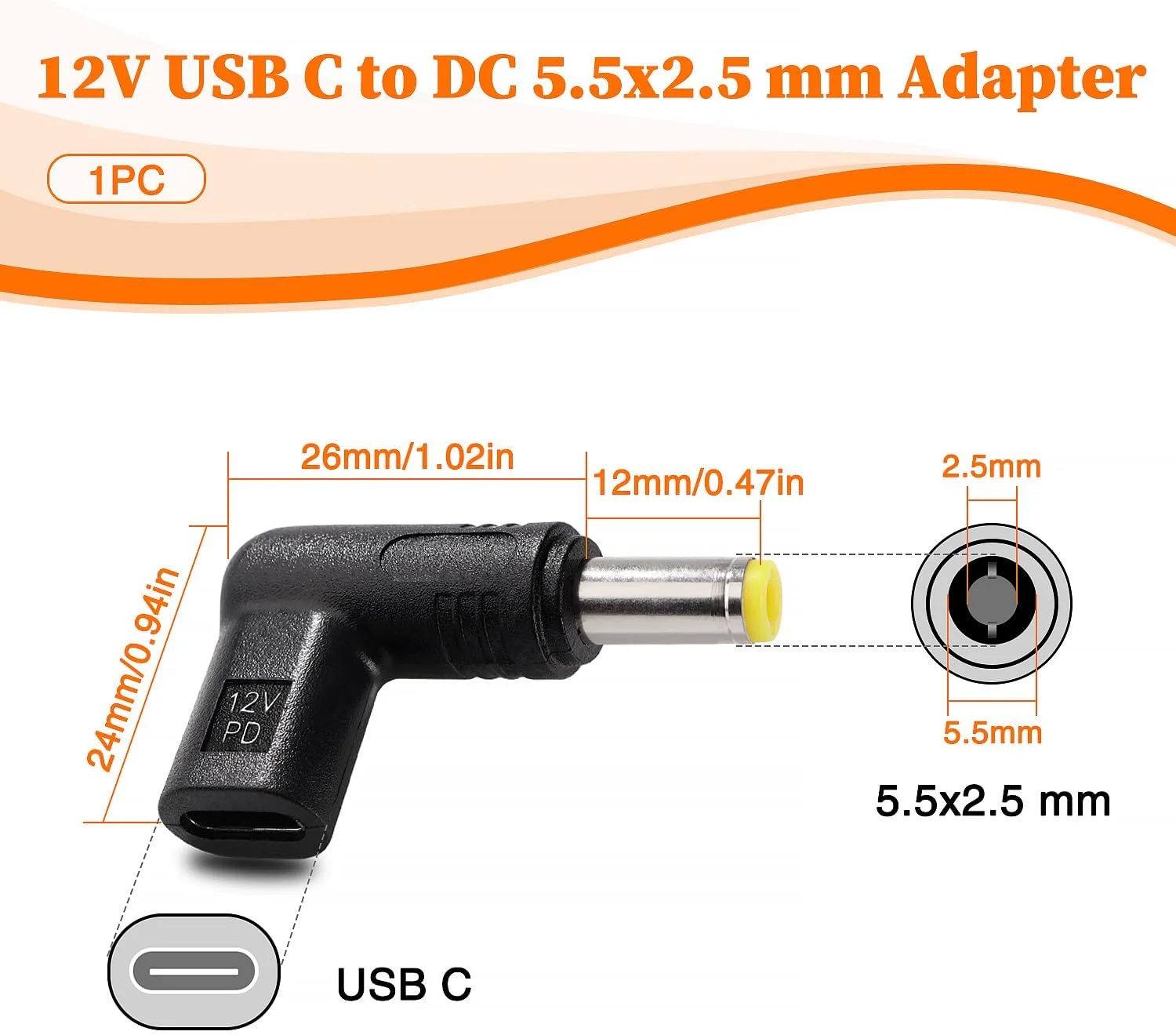آداپتور USB C به DC 12V، آداپتور مادگی USB 3.1 Type C به USB-C به نری DC 5.5x2.5 میلیمتری با زاویه 90 درجه، برای روترها، مودمهای نوری، تجهیزات مانیتورینگ آداپتور USB C به DC 12V، آداپتور مادگی USB 3.1 Type C به USB-C به نری DC 5.5x2.5 میلیمتری با زاویه 90 درجه، برای روترها، مودمهای نوری، تجهیزات مانیتورینگ