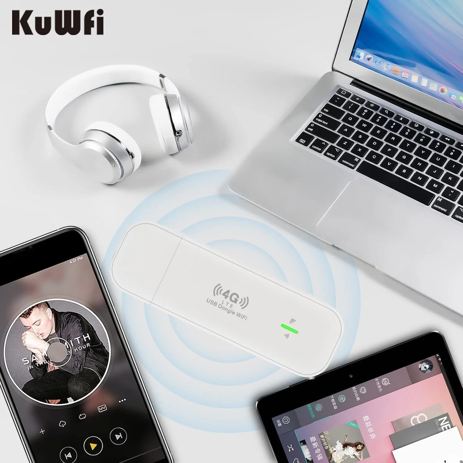 مودم اینترنت 4G با سرعت 150 مگابیت بر ثانیه KuWFi، دانگل USB وای فای 4G LTE، مودم کلید بی سیم 4G با اسلات سیم کارت، آداپتور شبکه 4G LTE، مناسب برای فروشگاه/خانه، اتصال 10 کاربر