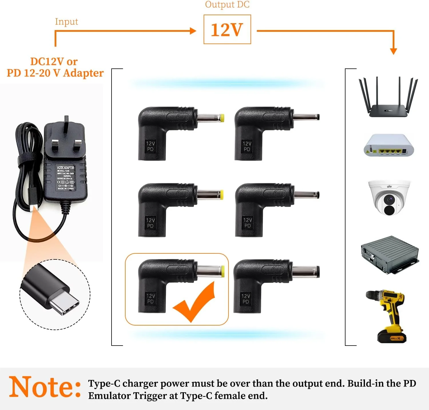 آداپتور USB C به DC 12V، آداپتور مادگی USB 3.1 Type C به USB-C به نری DC 5.5x2.5 میلیمتری با زاویه 90 درجه، برای روترها، مودمهای نوری، تجهیزات مانیتورینگ آداپتور USB C به DC 12V، آداپتور مادگی USB 3.1 Type C به USB-C به نری DC 5.5x2.5 میلیمتری با زاویه 90 درجه، برای روترها، مودمهای نوری، تجهیزات مانیتورینگ