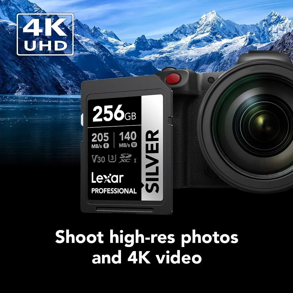 کارت حافظه 256 گیگابایتی Lexar Professional Silver SDXC، UHS-I، C10، U3، V30، فیلمبرداری 4K، سرعت خواندن/نوشتن تا 205/140 مگابایت بر ثانیه، برای عکاسان، فیلمبرداران و علاقه مندان حرفه ای (LSDSILV256G-BNNNU) کارت حافظه 256 گیگابایتی Lexar Professional Silver SDXC، UHS-I، C10، U3، V30، فیلمبرداری 4K، سرعت خواندن/نوشتن تا 205/140 مگابایت بر ثانیه، برای عکاسان، فیلمبرداران و علاقه مندان حرفه ای (LSDSILV256G-BNNNU)