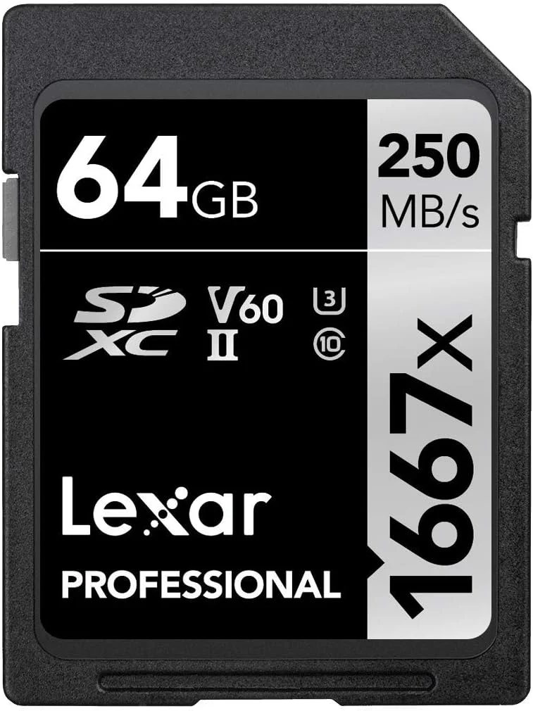 کارت حافظه 64 گیگابایتی Lexar Professional 1667x SDXC UHS-II/V60/U3 با سرعت 250 مگابایت بر ثانیه - LSD64GCB1667