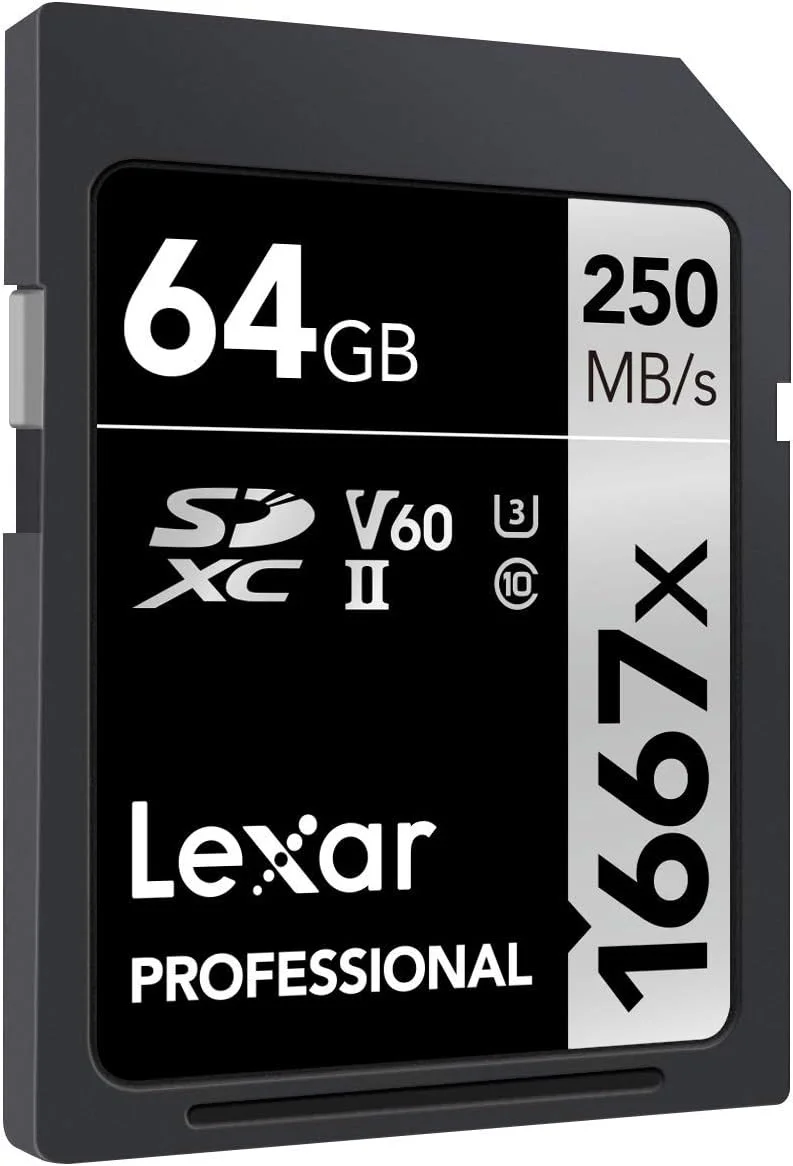 کارت حافظه 64 گیگابایتی Lexar Professional 1667x SDXC UHS-II/V60/U3 با سرعت 250 مگابایت بر ثانیه - LSD64GCB1667 کارت حافظه 64 گیگابایتی Lexar Professional 1667x SDXC UHS-II/V60/U3 با سرعت 250 مگابایت بر ثانیه - LSD64GCB1667