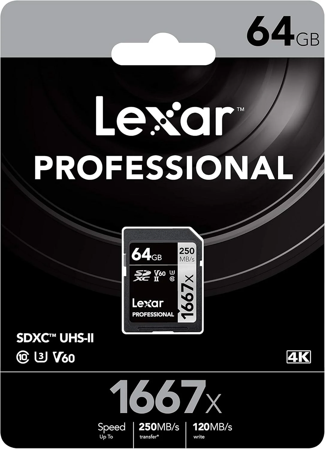کارت حافظه 64 گیگابایتی Lexar Professional 1667x SDXC UHS-II/V60/U3 با سرعت 250 مگابایت بر ثانیه - LSD64GCB1667 کارت حافظه 64 گیگابایتی Lexar Professional 1667x SDXC UHS-II/V60/U3 با سرعت 250 مگابایت بر ثانیه - LSD64GCB1667