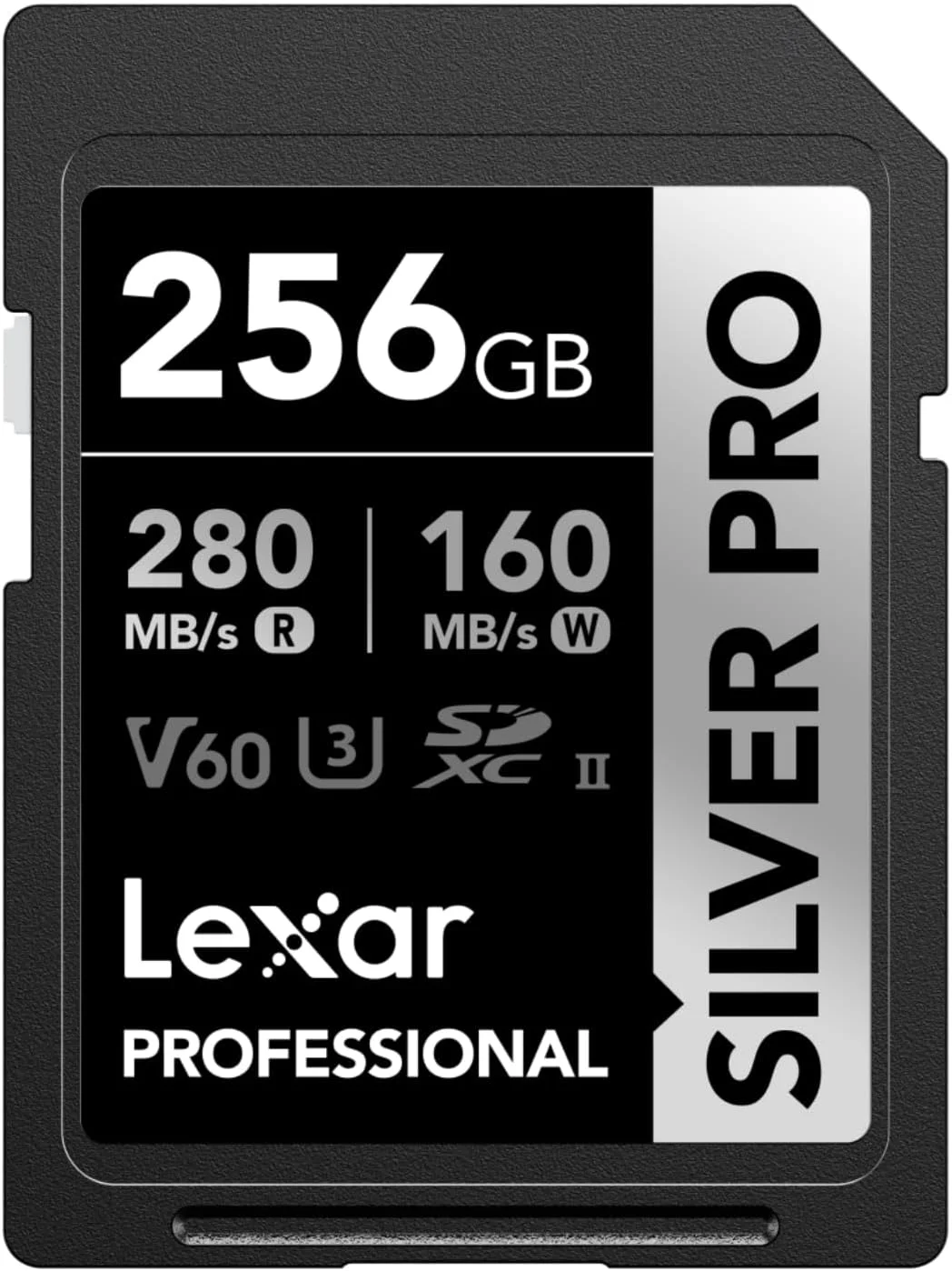 کارت حافظه لکسار SILVER PRO SD با ظرفیت 256 گیگابایت، کارت حافظه UHS-II SD، V60، U3، C10، سرعت خواندن تا 280 مگابایت بر ثانیه، سرعت نوشتن 160 مگابایت بر ثانیه، کارت SDXC برای دوربین DSLR/دوربین/عکاس حرفه ای/فیلمبردار/علاقه مند (LSDSIPR256G-BNNAA)