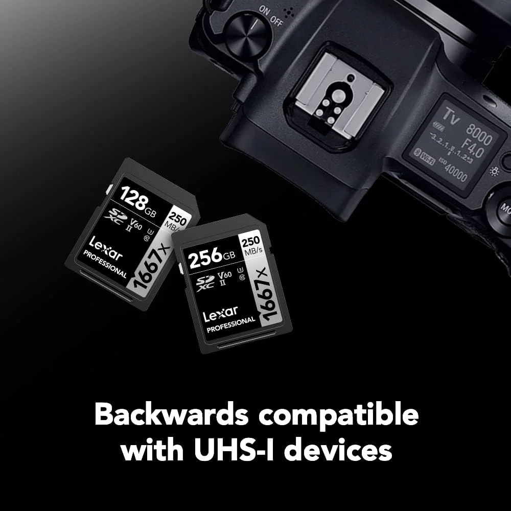 کارت حافظه 128 گیگابایتی Lexar Professional 1667x SDXC (بسته 2 عددی)، UHS-II، C10، U3، V60، ویدیوی Full-HD و 4K، سرعت خواندن تا 250 مگابایت بر ثانیه، برای عکاسان، فیلمبرداران و علاقه مندان حرفه ای (LSD128CBNA16672)