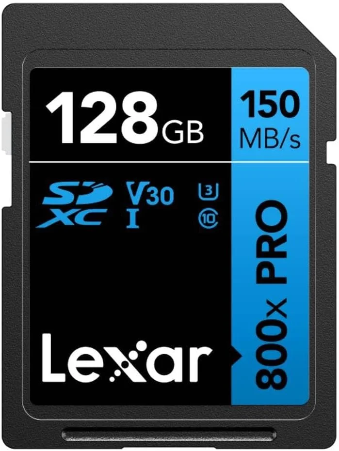 کارت حافظه 128 گیگابایتی Lexar High-Performance 800x PRO UHS-I C10 V30 U3 SDXC با سرعت خواندن تا 150 مگابایت بر ثانیه و سرعت نوشتن 45 مگابایت بر ثانیه