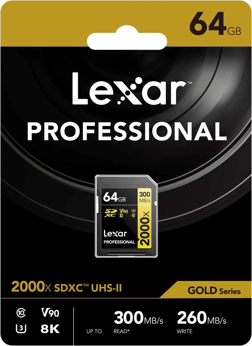 کارت حافظه لکسار Professional 2000X SDHC/SDXC UHS-II با سرعت 300 مگابیت بر ثانیه، ظرفیت 64 گیگابایت