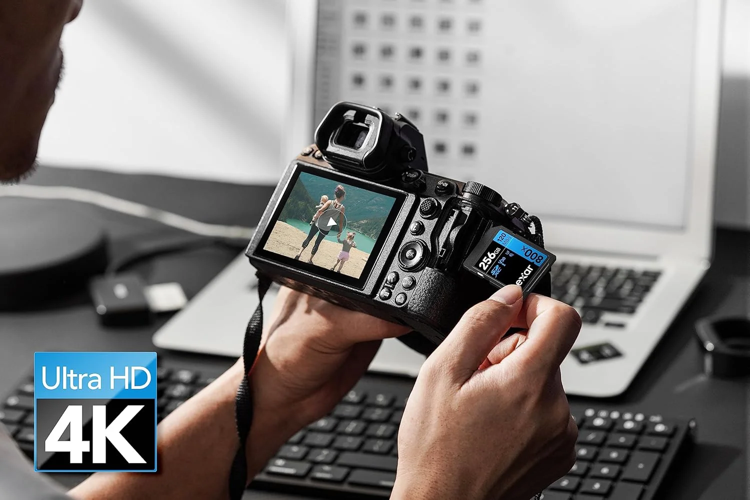 کارت حافظه SD لکسار با عملکرد بالا 800x، ظرفیت 256 گیگابایت، کارت حافظه SDXC UHS-I سری آبی، سرعت خواندن تا 120 مگابایت بر ثانیه، سرعت نوشتن تا 45 مگابایت بر ثانیه، برای دوربین های عکاسی، دوربین های DSLR میان رده، دوربین فیلمبرداری HD (LSD0800256G-BNNAG)