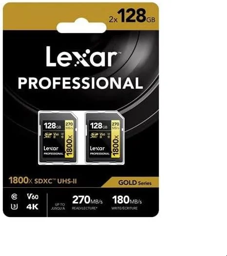 کارت حافظه لکسار Professional GOLD SDXC 1800x 128GB UHS-II V60 - بسته 2 عددی