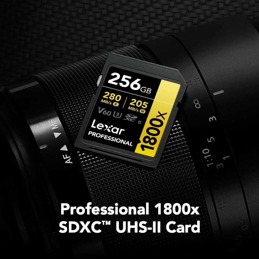 کارت حافظه لکسار 256 گیگابایت Professional 1800X Sdxcuhs-Ii، سرعت خواندن تا 270 مگابایت بر ثانیه و سرعت نوشتن 180 مگابایت بر ثانیه C10 V60 U3