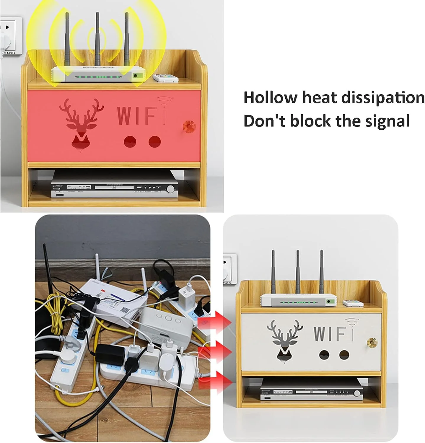 جعبه مخفی کننده مودم روتر، قفسه جعبه های ذخیره سازی روتر وای فای چند منظوره برای خانه و دفتر، ساده، نصب آسان، بزرگ - 3 لایه، محفظه مدیریت سیم محافظ برق برای دسکتاپ جعبه مخفی کننده مودم روتر، قفسه جعبه های ذخیره سازی روتر وای فای چند منظوره برای خانه و دفتر، ساده، نصب آسان، بزرگ - 3 لایه، محفظه مدیریت سیم محافظ برق برای دسکتاپ