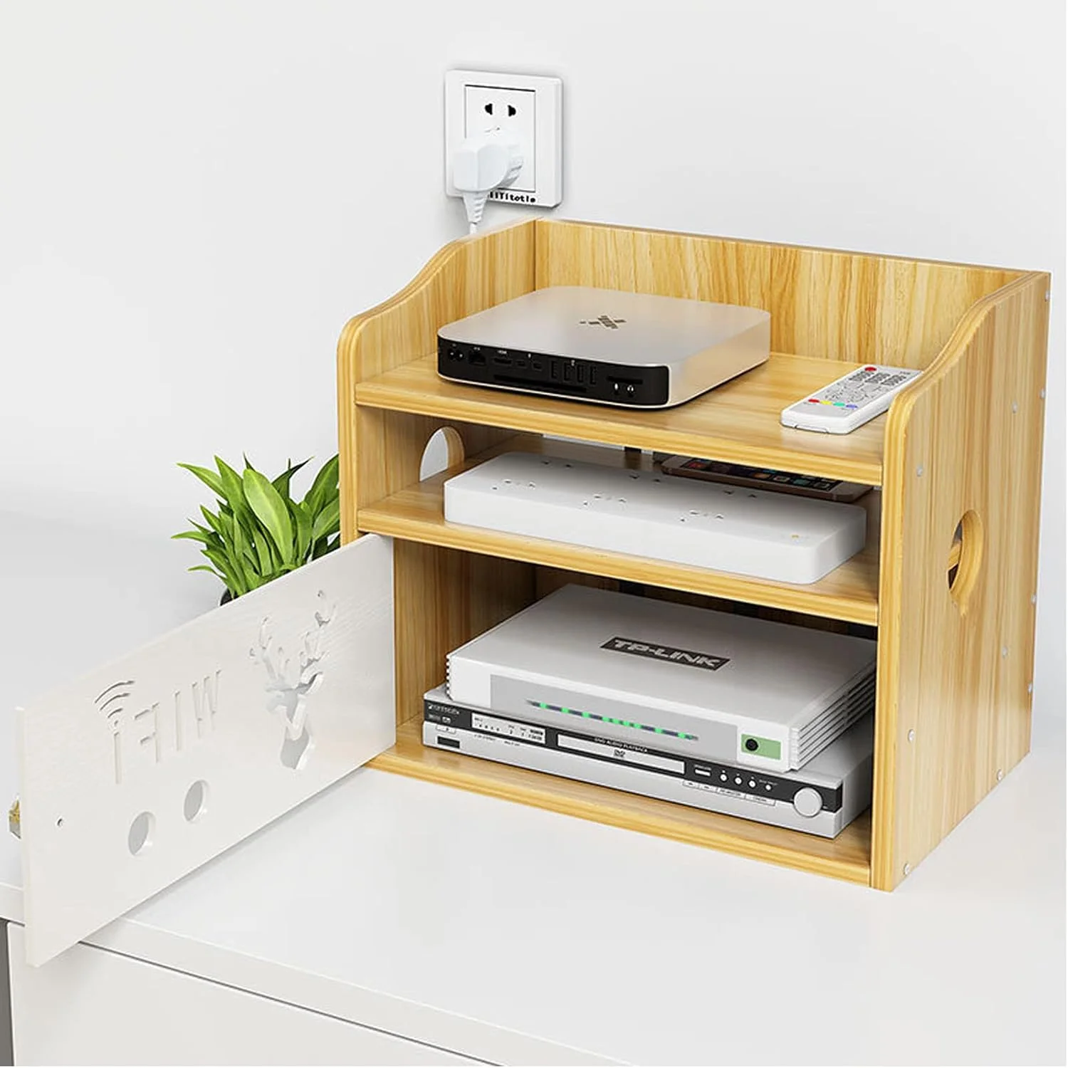 جعبه مخفی کننده مودم روتر، قفسه جعبه های ذخیره سازی روتر وای فای چند منظوره برای خانه و دفتر، ساده، نصب آسان، بزرگ-3 لایه، محفظه مدیریت سیم محافظ برق برای دسکتاپ جعبه مخفی کننده مودم روتر، قفسه جعبه های ذخیره سازی روتر وای فای چند منظوره برای خانه و دفتر، ساده، نصب آسان، بزرگ-3 لایه، محفظه مدیریت سیم محافظ برق برای دسکتاپ