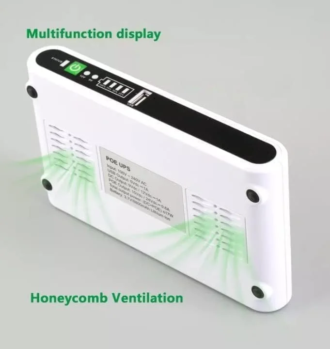 منبع تغذیه بدون وقفه DC POE-432P با باتری پشتیبان داخلی 10000mAh برای وای فای، مودم روتر، دوربین مداربسته، با توان خروجی 17W، خروجی USB 5V 1A، DC 9V/12V/1A، POE 15V/24V 0.6A - سفید منبع تغذیه بدون وقفه DC POE-432P با باتری پشتیبان داخلی 10000mAh برای وای فای، مودم روتر، دوربین مداربسته، با توان خروجی 17W، خروجی USB 5V 1A، DC 9V/12V/1A، POE 15V/24V 0.6A - سفید