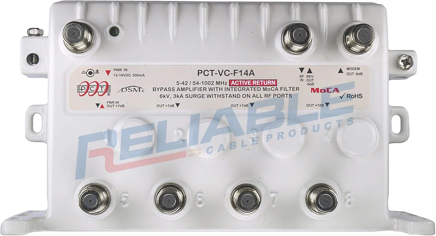 کیت تقویت کننده/تقسیم کننده سیگنال مودم تلویزیون MoCA پنج پورت محصولات کابل قابل اعتماد با بازگشت فعال بدون افت سیگنال، پورت بای پس، اتصال تا 5 دستگاه، برق و 2 ترمیناتور F59 PCT-VC-F14A کیت تقویت کننده/تقسیم کننده سیگنال مودم تلویزیون MoCA پنج پورت محصولات کابل قابل اعتماد با بازگشت فعال بدون افت سیگنال، پورت بای پس، اتصال تا 5 دستگاه، برق و 2 ترمیناتور F59 PCT-VC-F14A