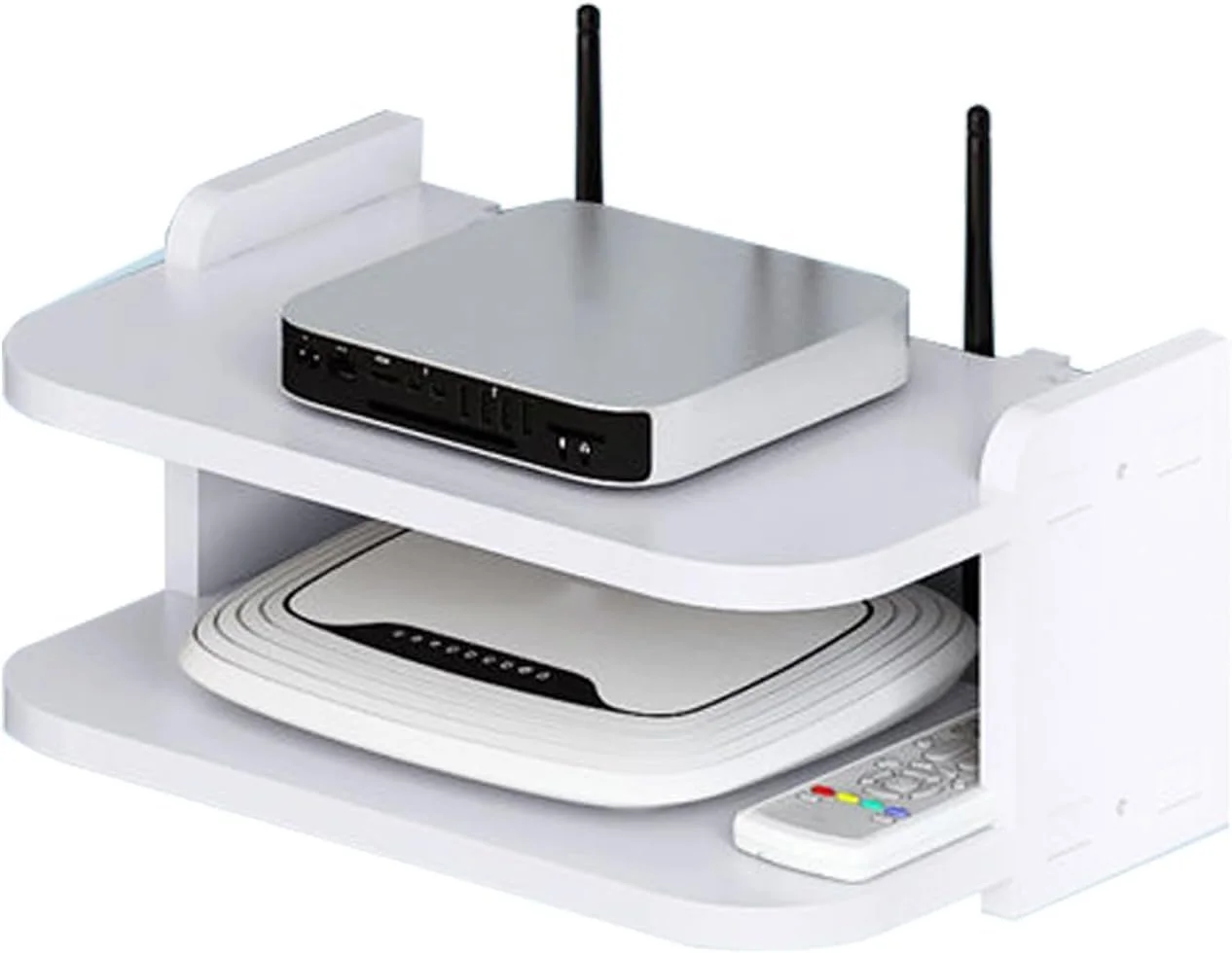 شلف دیواری شناور برای تجهیزات مودم، شلف دیواری کوچک مناسب برای استفاده در اتاق نشیمن، اتاق خواب، دفاتر و اتاق مطالعه