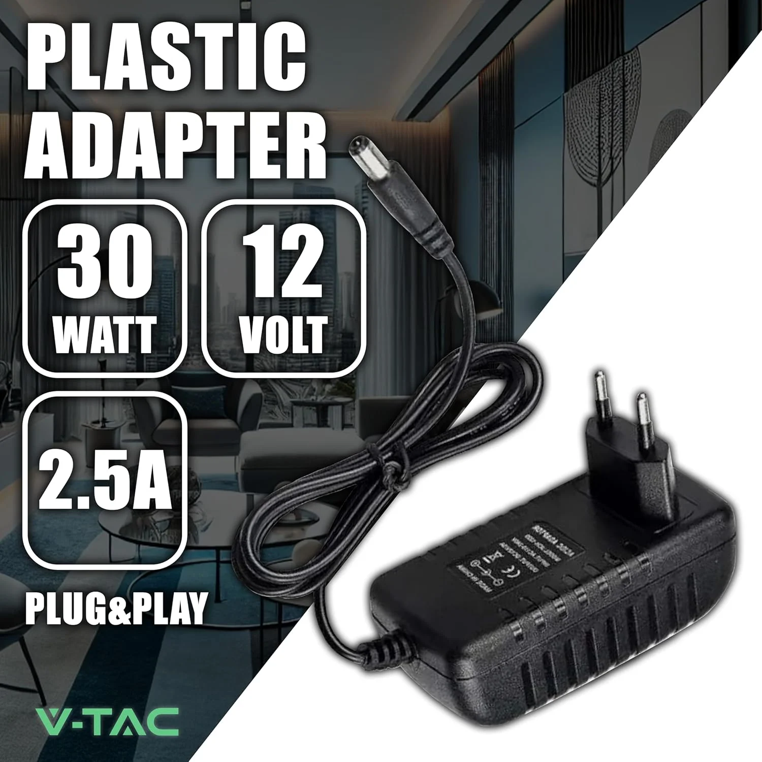 آداپتور برق 12 ولت 30 وات 2.5 آمپر V-TAC برای دوربین ها، نوارهای LED، مودم ها - ترانسفورماتور شارژر 12 ولت - دوشاخه 2 پین EU برای تجهیزات الکترونیکی - AC 100-240V 50/60Hz USB - مشکی آداپتور برق 12 ولت 30 وات 2.5 آمپر V-TAC برای دوربین ها، نوارهای LED، مودم ها - ترانسفورماتور شارژر 12 ولت - دوشاخه 2 پین EU برای تجهیزات الکترونیکی - AC 100-240V 50/60Hz USB - مشکی