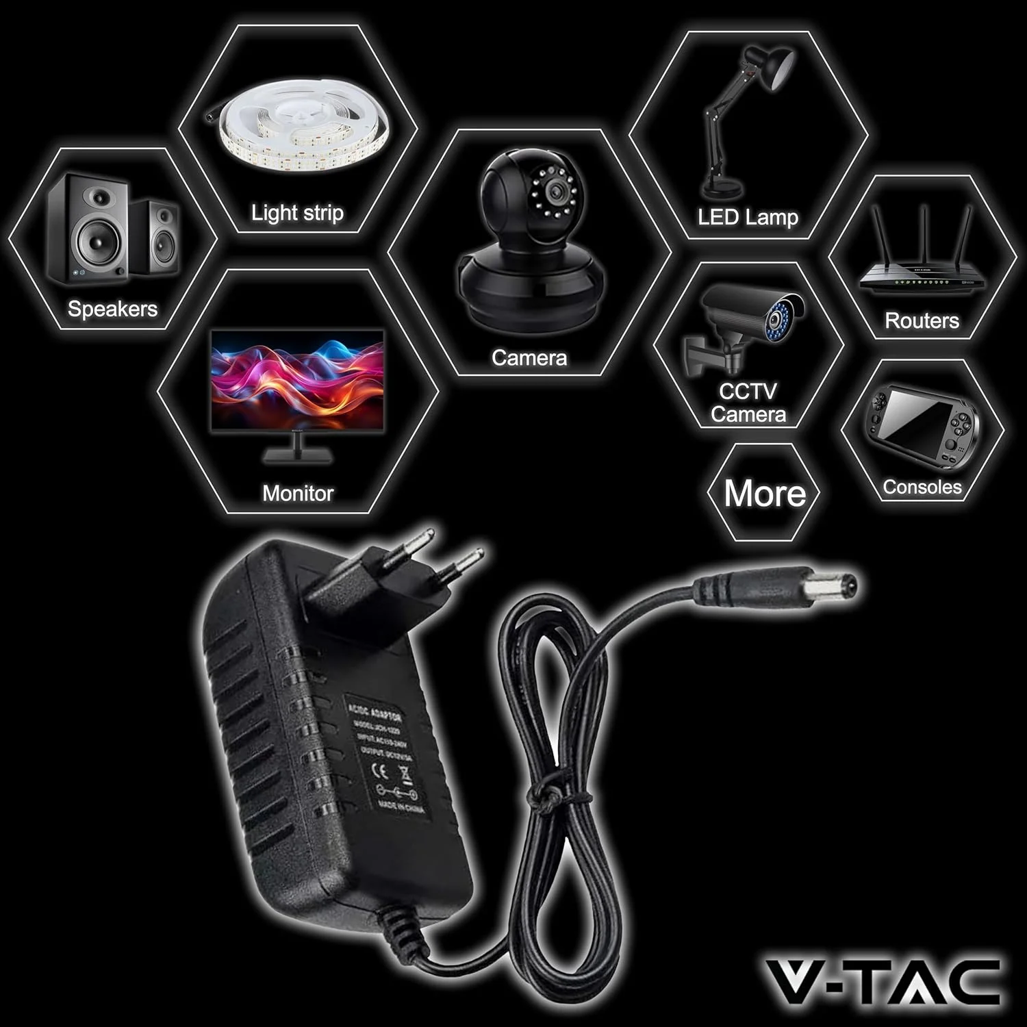 آداپتور برق 12 ولت 30 وات 2.5 آمپر V-TAC برای دوربین ها، نوارهای LED، مودم ها - ترانسفورماتور شارژر 12 ولت - دوشاخه 2 پین EU برای تجهیزات الکترونیکی - AC 100-240V 50/60Hz USB - مشکی آداپتور برق 12 ولت 30 وات 2.5 آمپر V-TAC برای دوربین ها، نوارهای LED، مودم ها - ترانسفورماتور شارژر 12 ولت - دوشاخه 2 پین EU برای تجهیزات الکترونیکی - AC 100-240V 50/60Hz USB - مشکی