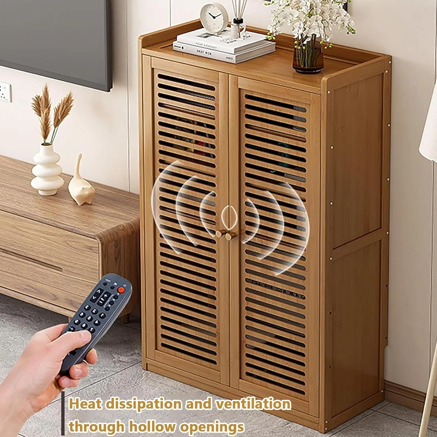 کابینت جعبه ذخیره سازی روتر وای فای بامبو، مخفی کننده مودم روتر ایستاده، کابینت ذخیره سازی رسانه خانگی برای دفتر (سفید، ارتفاع 97 سانتی متر) کابینت جعبه ذخیره سازی روتر وای فای بامبو، مخفی کننده مودم روتر ایستاده، کابینت ذخیره سازی رسانه خانگی برای دفتر (سفید، ارتفاع 97 سانتی متر)