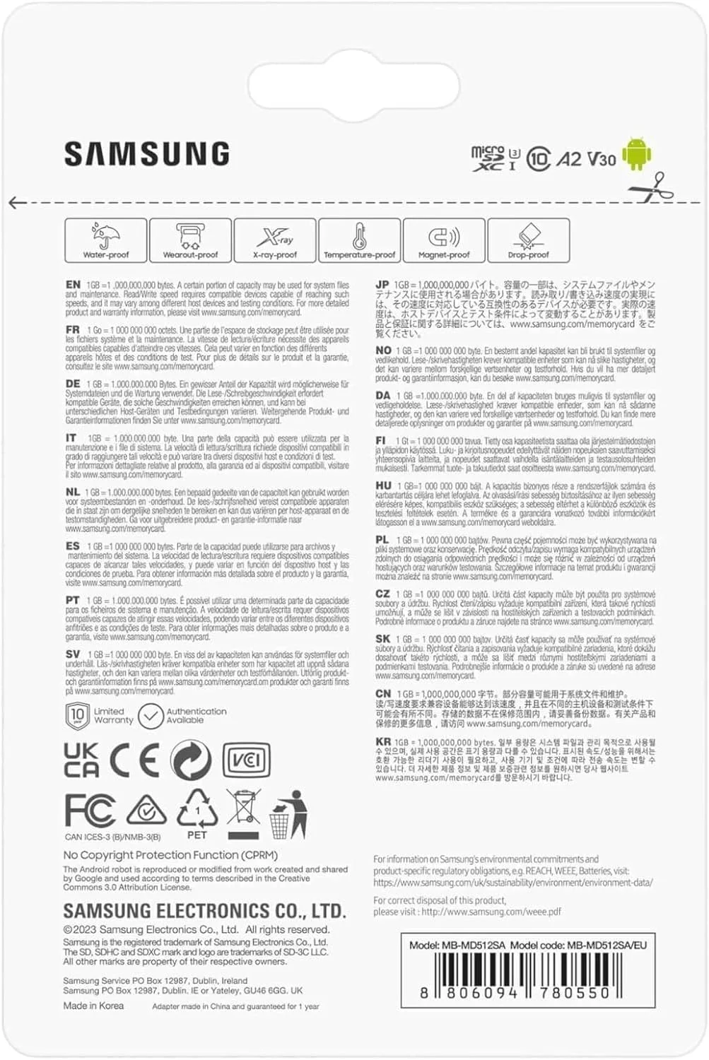 کارت حافظه MicroSD سامسونگ PRO Plus با ظرفیت 512 گیگابایت به همراه آداپتور SD مناسب برای بازی های موبایلی در تلفن های هوشمند، تبلت ها و کنسول های بازی دستی، UHS-I U3، Full HD & 4K UHD، سرعت خواندن 180 مگابایت بر ثانیه، سرعت نوشتن 130 مگابایت بر ثانیه، MB-MD256SA/EU