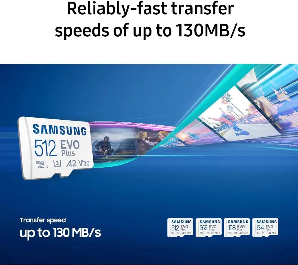 کارت حافظه MicroSDXC سامسونگ EVO Plus با ظرفیت 64 گیگابایت، استاندارد UHS-I U1 و سرعت 130 مگابایت بر ثانیه به همراه آداپتور (MB-MC64KA)