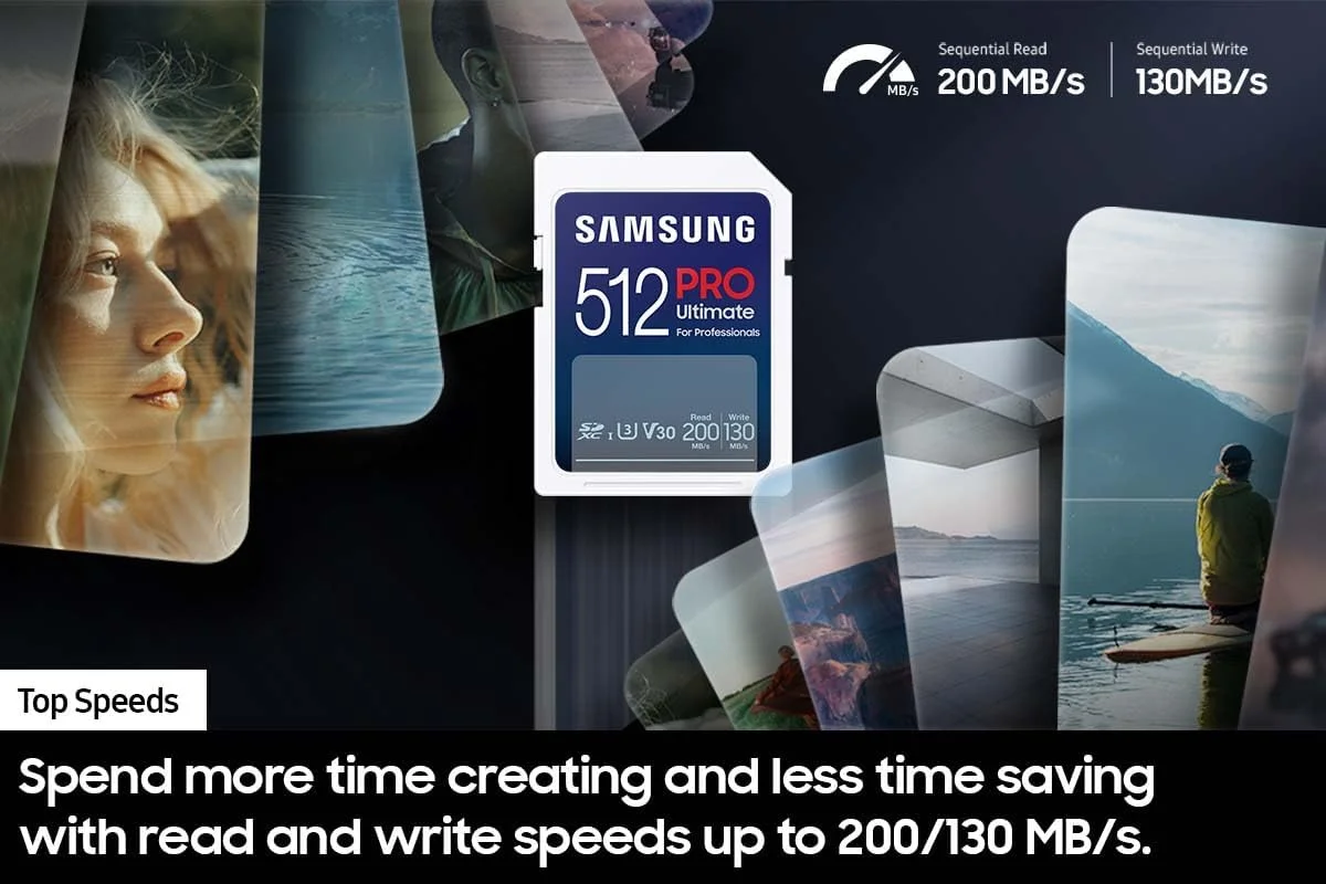 کارت حافظه microSD سامسونگ PRO Ultimate به همراه رم ریدر، 512 گیگابایت SDXC، سرعت تا 200 مگابایت بر ثانیه، 4K UHD، UHS-I، C10، U3، V30، A2 مناسب برای دوربین های DSLR و بدون آینه، کامپیوترها، مدل MB-SY512SB/AM