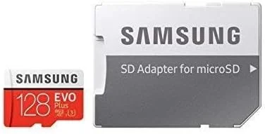 کارت حافظه میکرو اس دی سامسونگ مدل EVO Plus MB-MC128GA/EU، ظرفیت 128 گیگابایت، UHS-I، کلاس U3، سرعت خواندن تا 100 مگابایت بر ثانیه، سرعت نوشتن 90 مگابایت بر ثانیه. شامل آداپتور SD