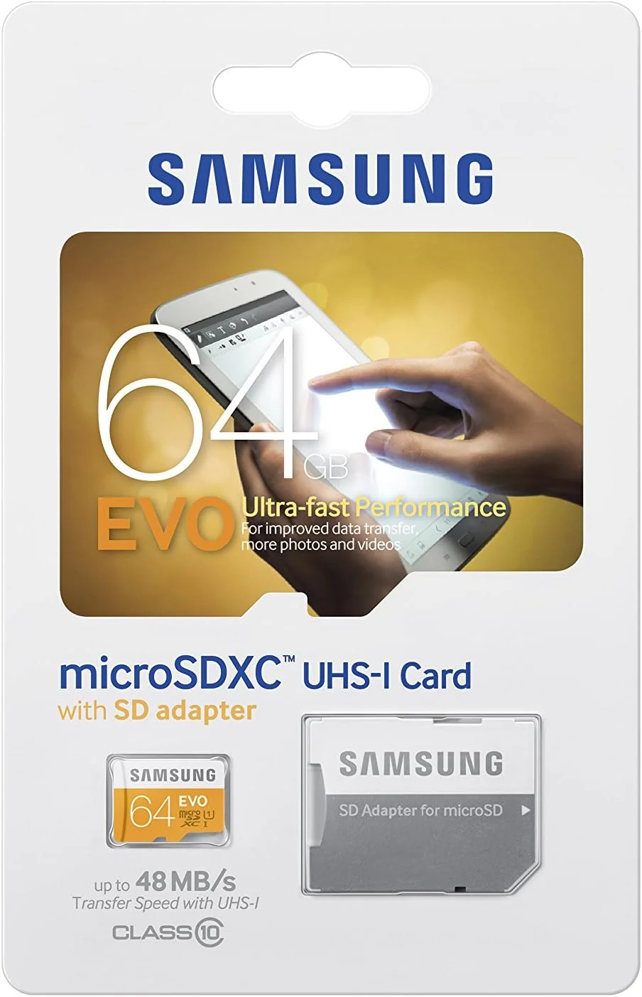 کارت حافظه میکرو اس دی ایکس سی 64 گیگابایتی سامسونگ کلاس 10 - حافظه فلش (64 گیگابایت، میکرو اس دی ایکس سی، کلاس 10، 2.7، 3.3، 3.6 ولت، -25-85 درجه سانتیگراد، -40-85 درجه سانتیگراد)