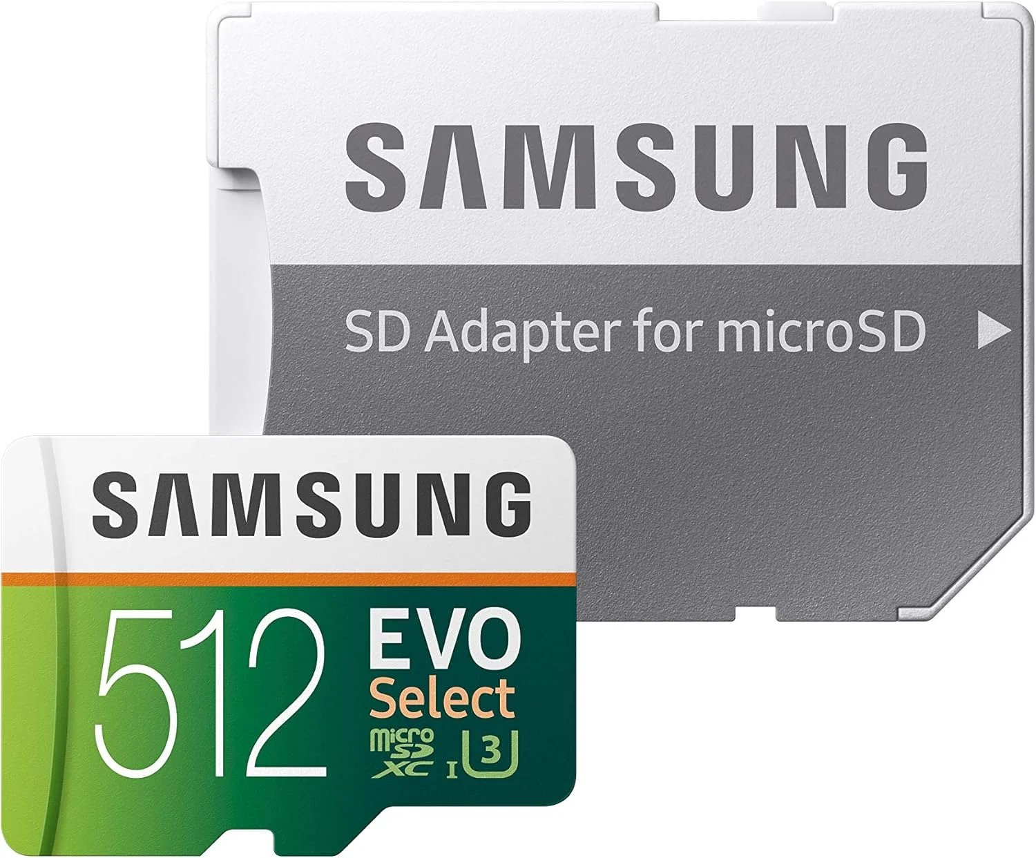 کارت حافظه میکرو اس دی SAMSUNG EVO Select با آداپتور، 512 گیگابایت microSDXC UHS-I U3 100MB/s Full HD & 4K UHD برای عکس، فیلم، ذخیره سازی موسیقی، MB-ME512HA