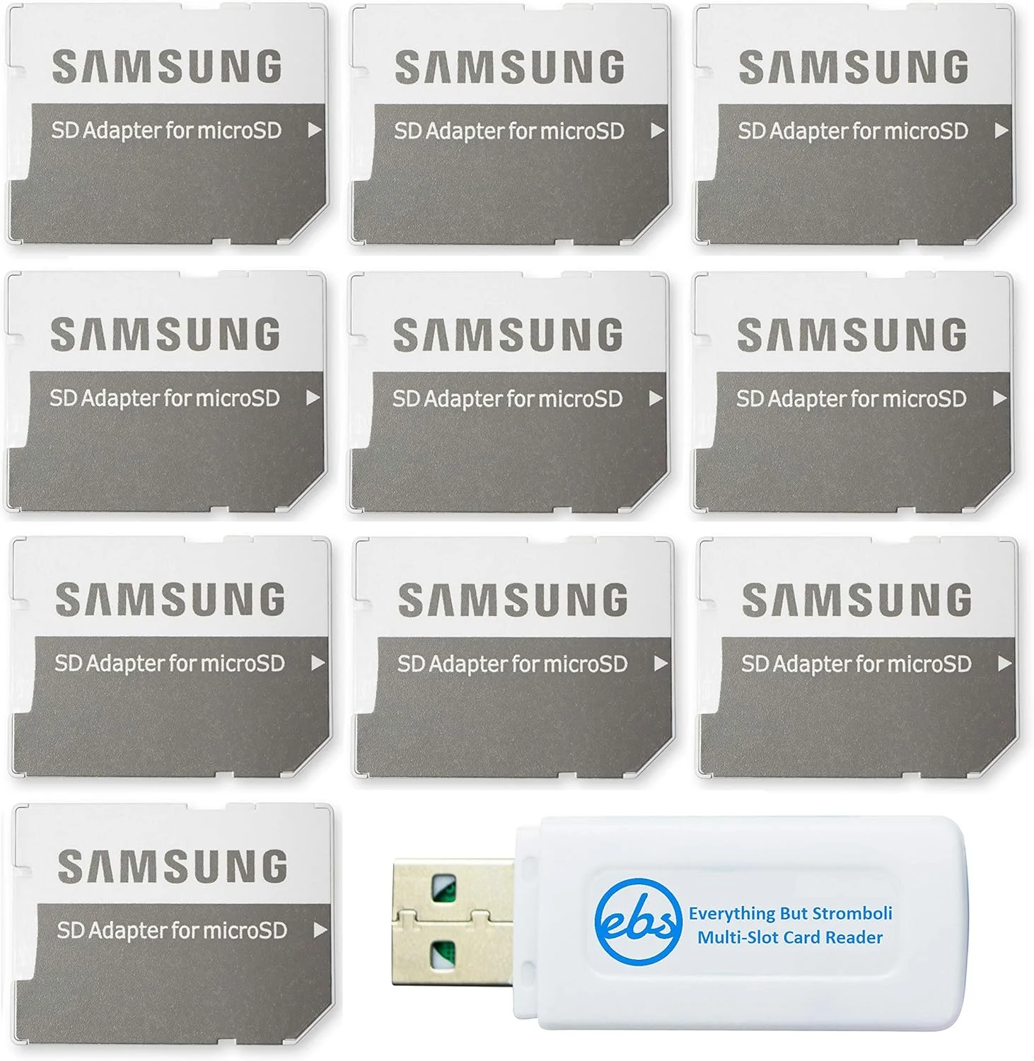 مجموعه 10 عددی آداپتور کارت حافظه Micro به SD سامسونگ به همراه (1) کارت خوان Micro & SD همه کاره