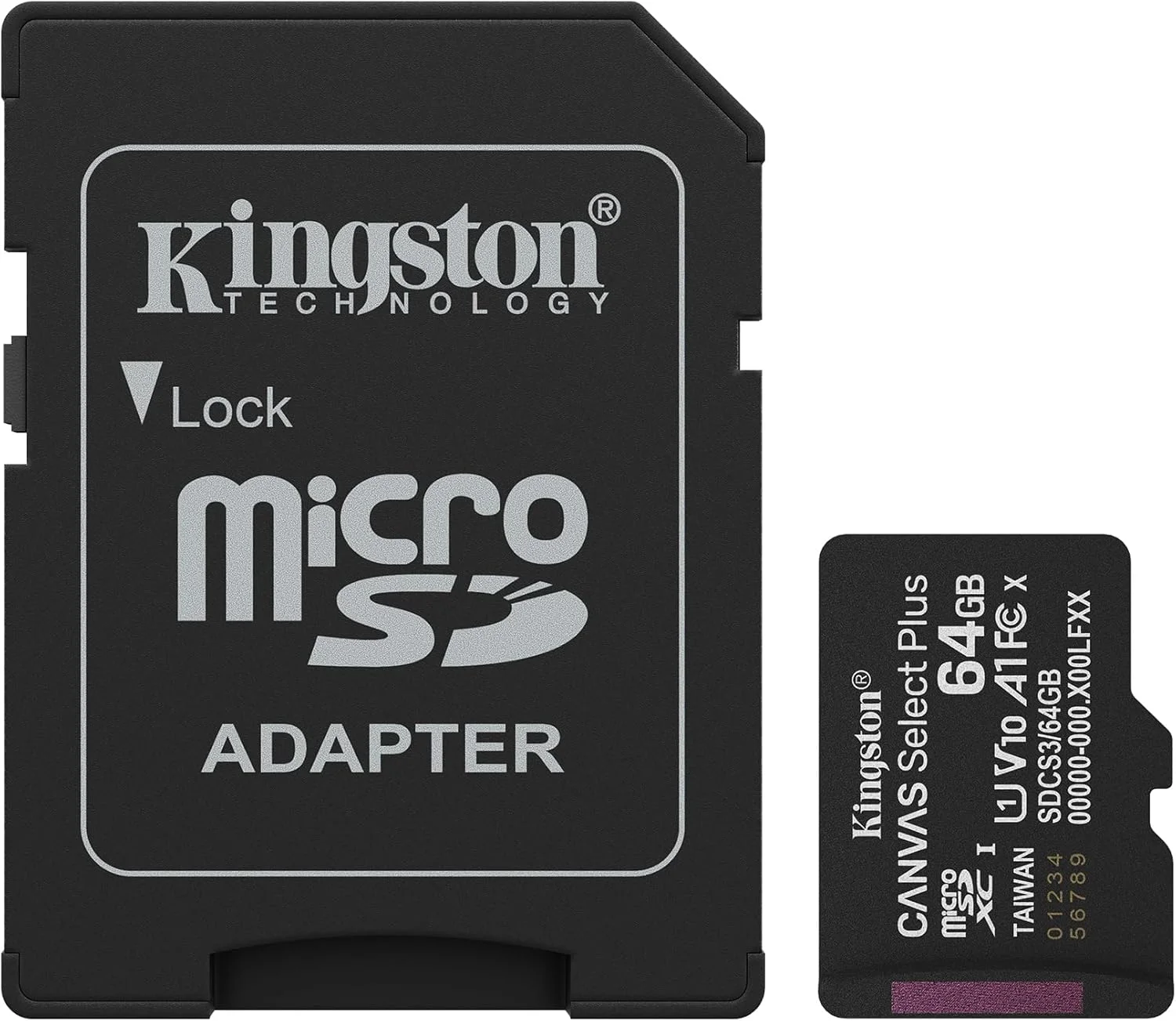 کارت حافظه microSD کینگستون Canvas Select Plus با ظرفیت 64 گیگابایت microSDXC Gen3 سرعت 100MB/s کارت A1 + آداپتور - SDCS3/64GB
