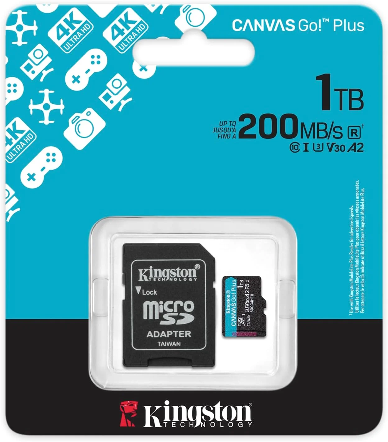 کارت حافظه microSDXC کینگستون Canvas Go Plus Gen4 با سرعت 200 مگابایت بر ثانیه A2 U3 V30 ظرفیت 1 ترابایت به همراه آداپتور - مدل SDCG4/1TB
