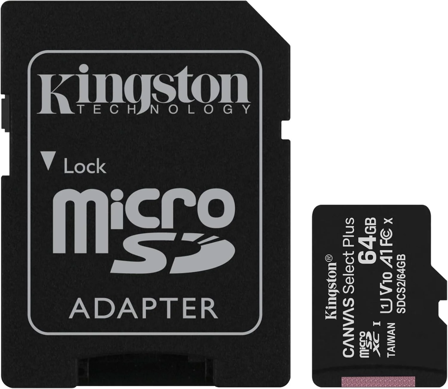 کارت حافظه 64 گیگابایتی Kingston microSDHC Canvas Select Plus با سرعت خواندن 100 مگابایت بر ثانیه، کلاس 10 UHS-I به همراه آداپتور (SDCS2/64GBET)