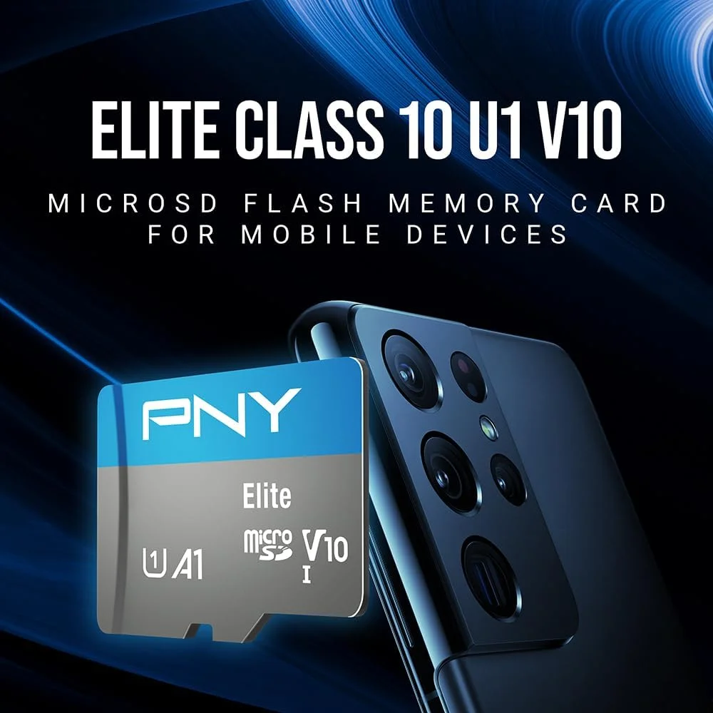 کارت حافظه میکرو اس دی PNY Elite Mobile Accessories با ظرفیت 128 گیگابایت، کلاس 10 U1 V10, A1، مناسب برای دستگاه های موبایل - سرعت 100MB/s، Full HD، UHS-I، بسته 2 عددی